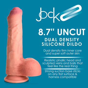 8.7 Inch Dual Density Uncut Dildo With Balls