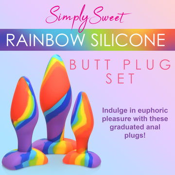 3 Piece Rainbow  Silicone Butt Plug Set